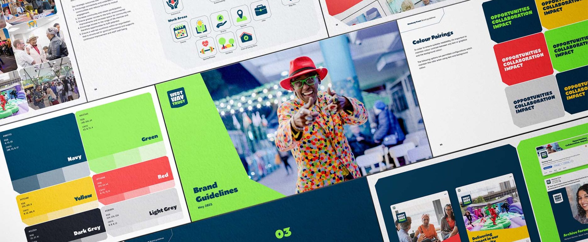 Mockup of Westway Trust brand guidelines